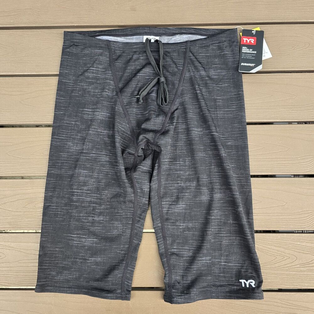 TYR  Men's Durafast One Black Sandblasted Swim Jammer Size 32 New